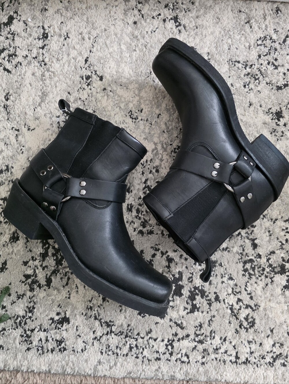 Dingo Harness Leather Biker Boots Square Toe Western Chic Goth Grunge  Womens 7
